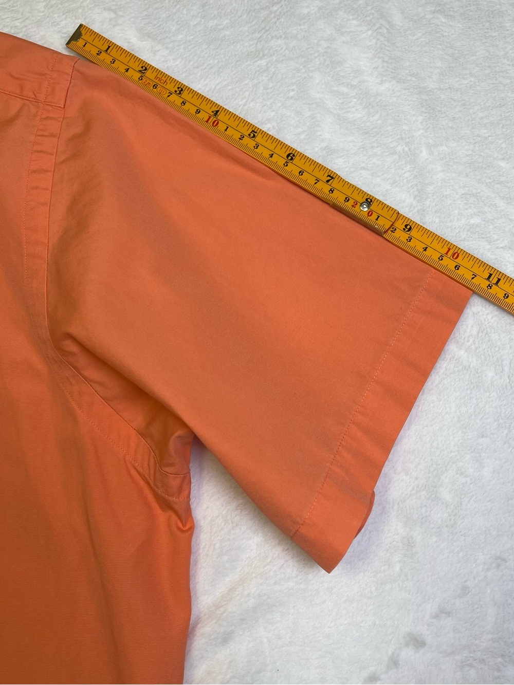 Ralph Lauren Large Classic Fit Short Sleeve Button Down Blue Pony Cantaloupe - Picture 8 of 8